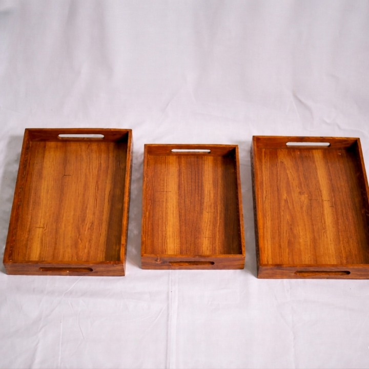 Handcrafted Cutwork Design Tray Set (Pack of 3)