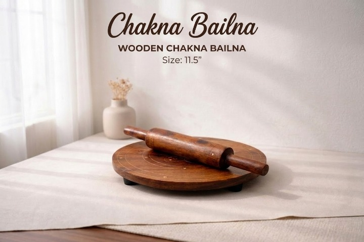 Handcrafted Brass Inlay Chakla Belan – Professional Rolling Pin Set