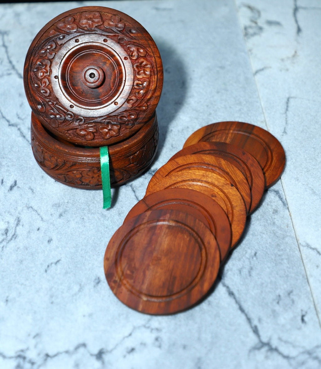 Wooden Tea Coaster Set – Pack of 6
