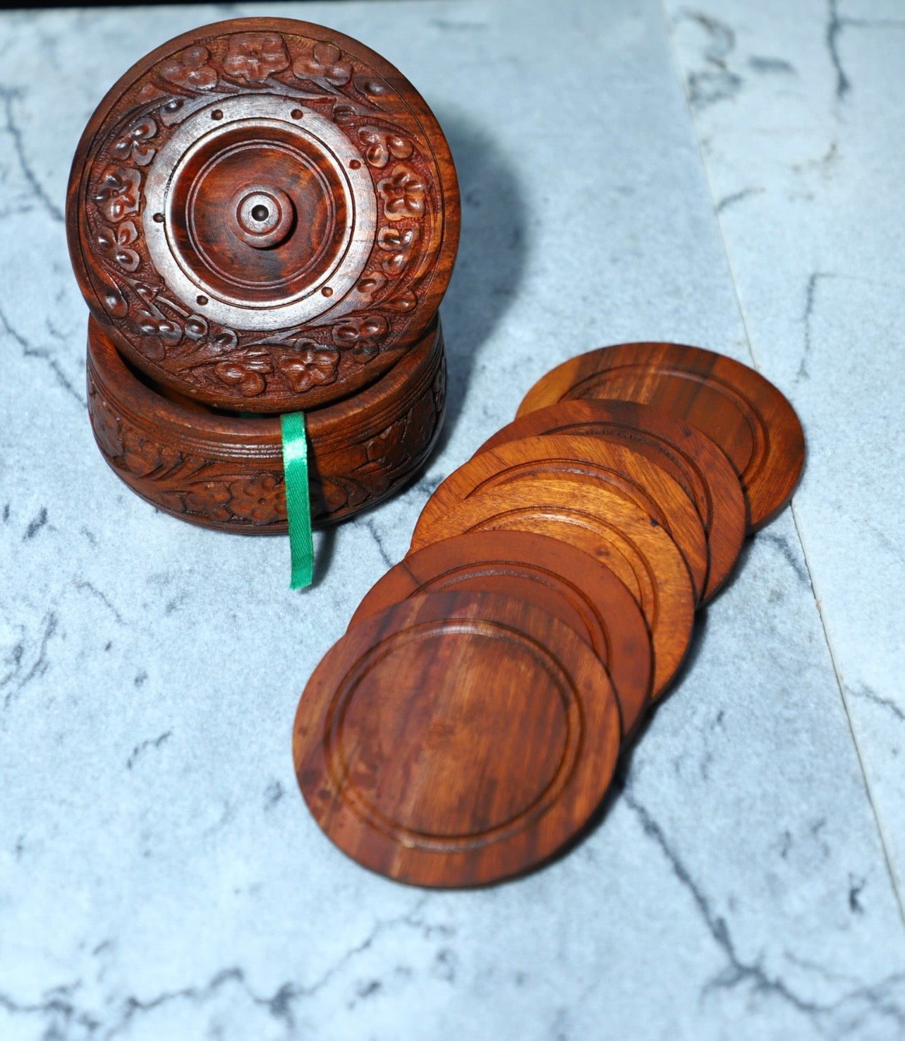 Wooden Tea Coaster Set – Pack of 6