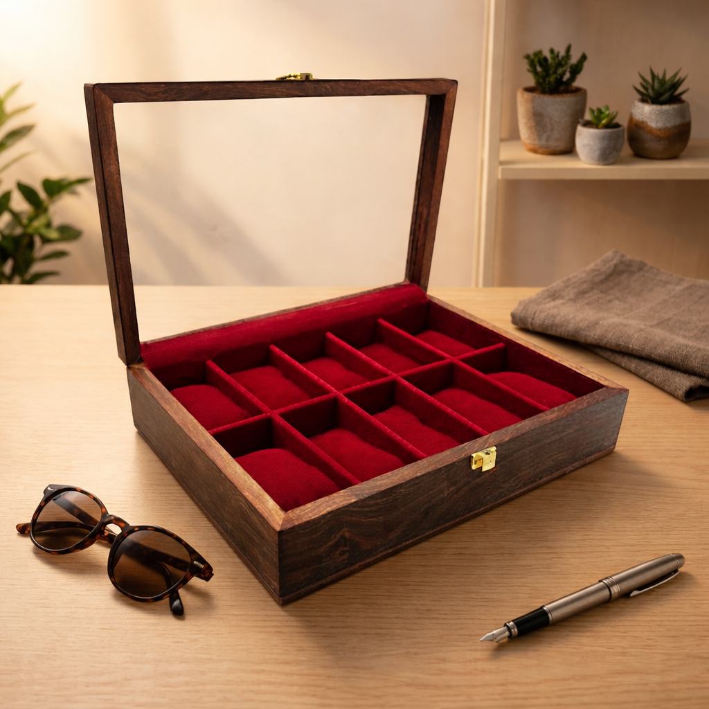 Premium 10-Slot Lockable Wooden Watch Box&nbsp;
