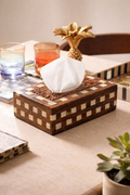 Premium Chequered Handcrafted Wooden Tissue Box