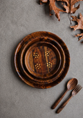 Premium Artisan Brass &amp; Wood Serving Plates – Set of 3 &nbsp;
